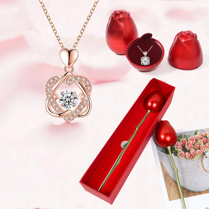 Heart Necklace in Rose Gift Box 